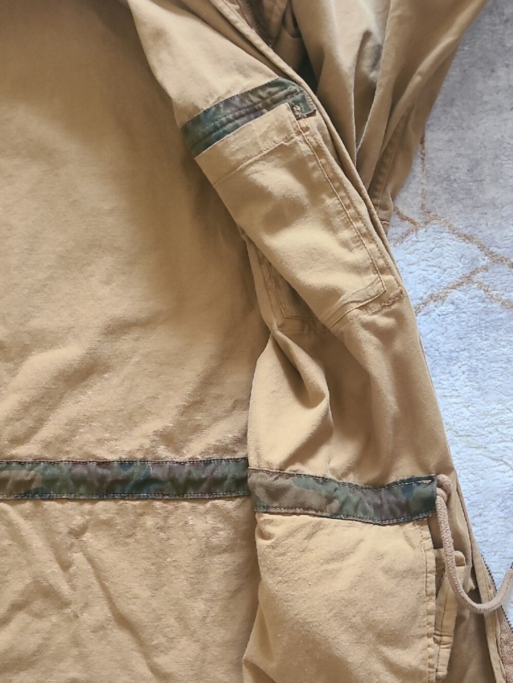 Old Navy Men XXL Tall Brown Utility Field Jacket M65 4 Pocket Hooded Cotton - Picture 4 of 12